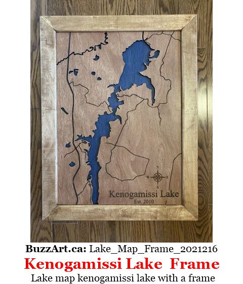 Lake map kenogamissi lake with a frame